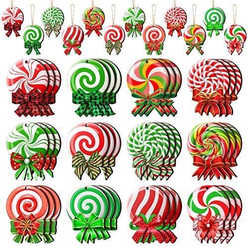 Yulejo 36 Pcs Christmas Candy Ornaments Peppermint Red & Green Classic