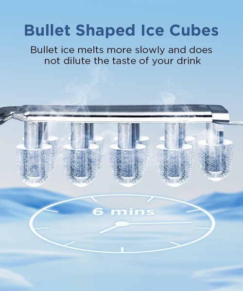 COWSAR Portable Ice Maker - Self-Cleaning Countertop Machine | 26.5lbs Daily, 9 Bullet Ice Cubes in 6 Mins