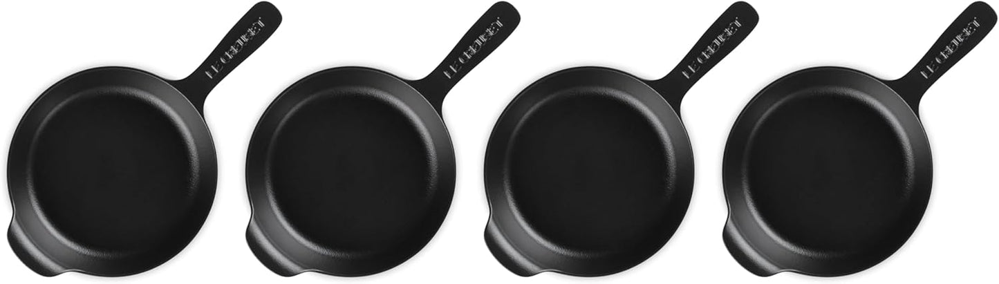 Le Creuset Mini Skillet Set - Enameled Cast Iron Gourmand Collection, 0.3 Qt, Matte Black