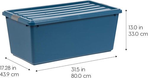 IRIS USA 91 Qt Stackable Plastic Storage Bins - BPA-Free, Eco-Friendly, Durable Nestable Containers | 4 Pack, Navy