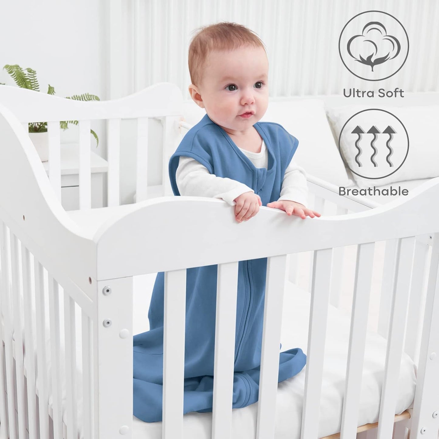 Yoofoss Baby Sleep Sack | 100% Organic Cotton Wearable Blanket for 12-18 Months | 2-Way Zipper, 3 Pack