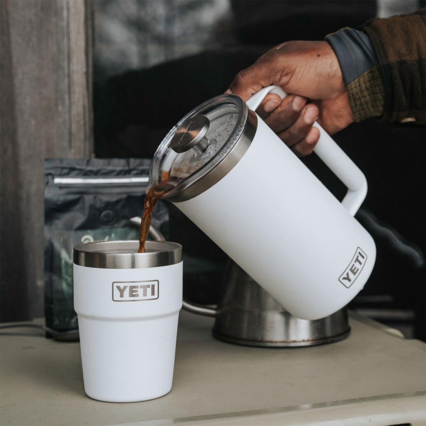 YETI Rambler 34 oz. French Press Coffee Maker - Durable Design in Rescue Red