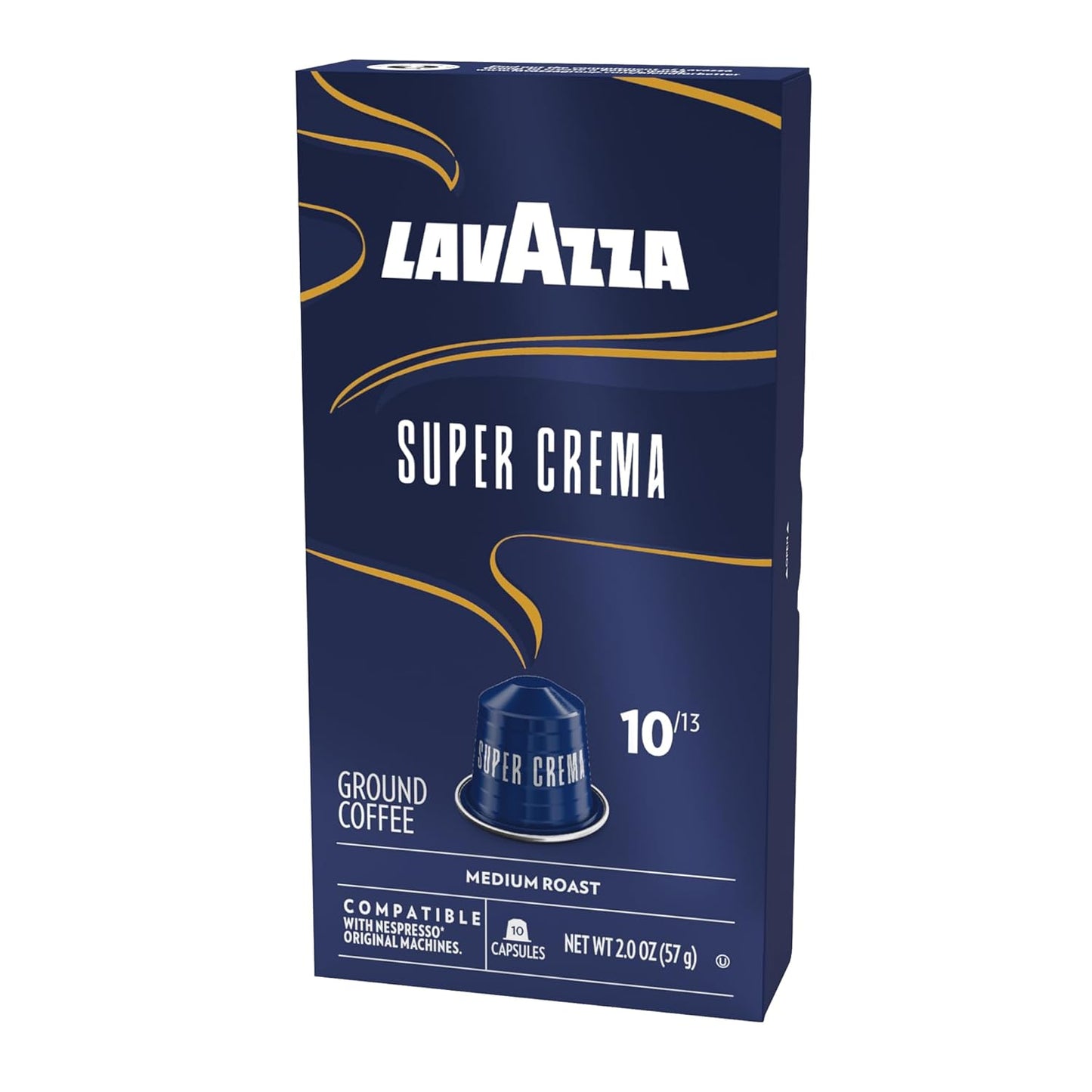 Lavazza Super Crema Capsules - Medium Roast Arabica & Robusta Blend for Nespresso Machines | 10 Count
