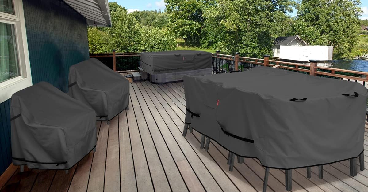 Porch Shield Patio Table Cover - Waterproof Square Outdoor Dining Set Cover | 84 x 84 Inch, Black