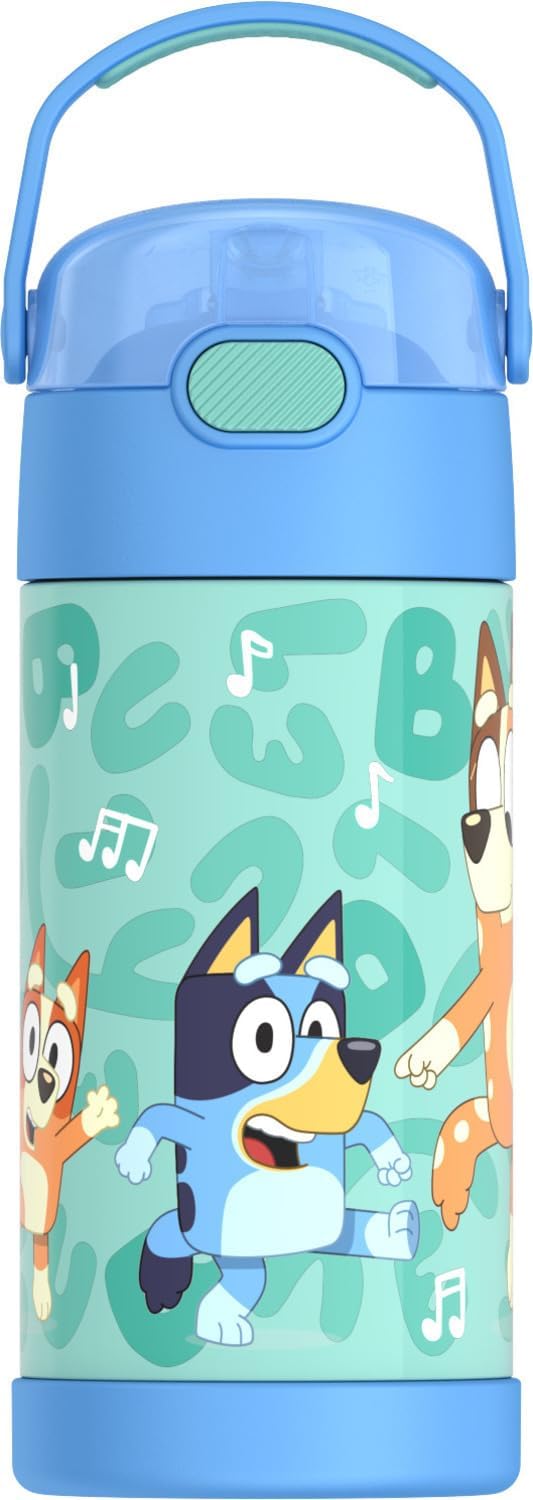 THERMOS FUNTAINER Water Bottle - 12 Ounce Kids Stainless Steel Vacuum Insulated - Bluey Design