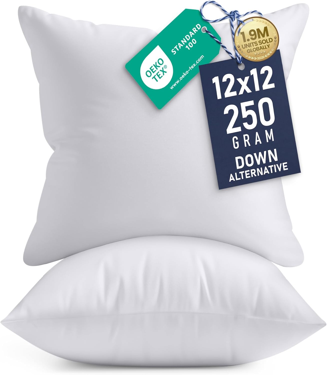 Utopia Bedding Pillow Inserts - Soft & Supportive 12x12 Decorative Throw Pillows | Set of 2, White