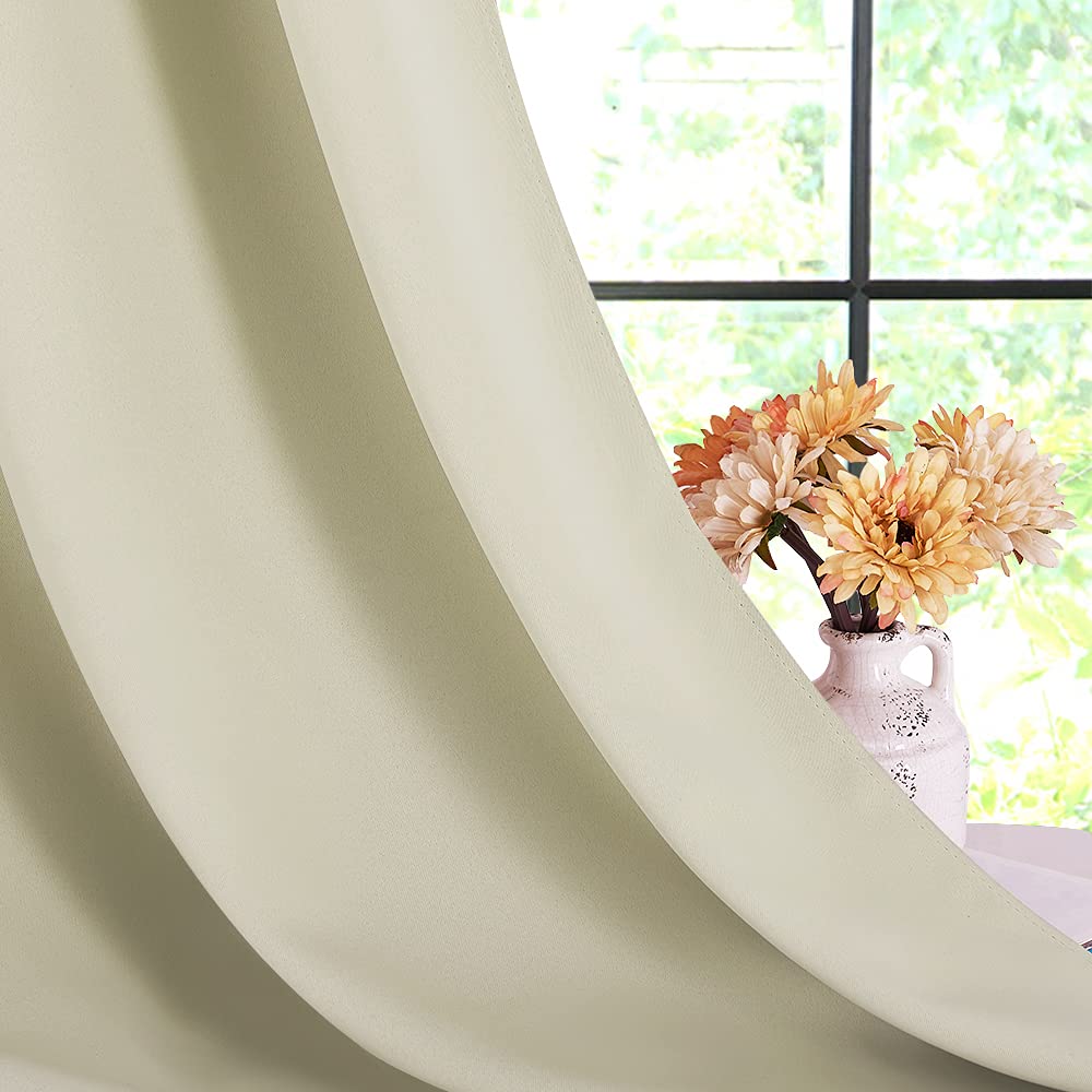 NICETOWN Room Darkening Draperies Window Curtain Panels, Thermal Insulated Grommet Room Darkening Curtains for Bedroom (Beige, 2 Panels, W70 x L108 -inch)