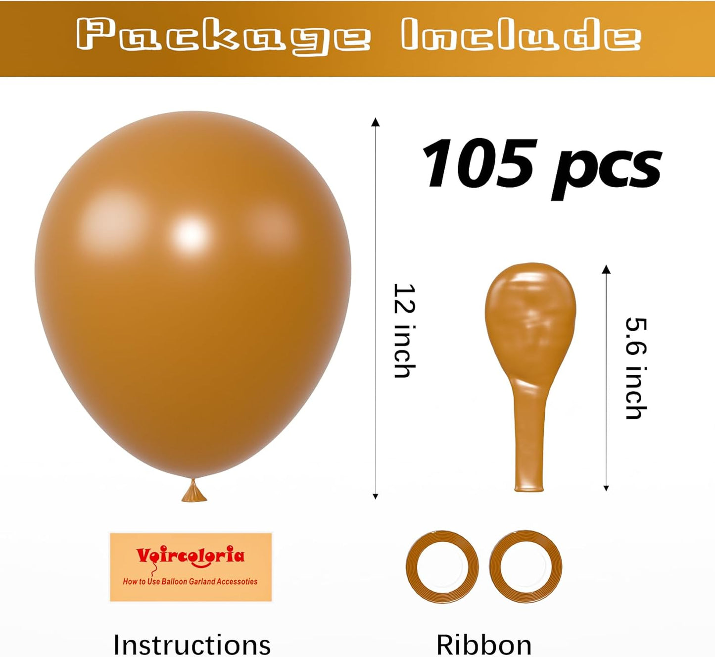 Voircoloria 12-Inch Khaki Balloons - 105-Pack Latex Party Balloons for Birthdays & Weddings
