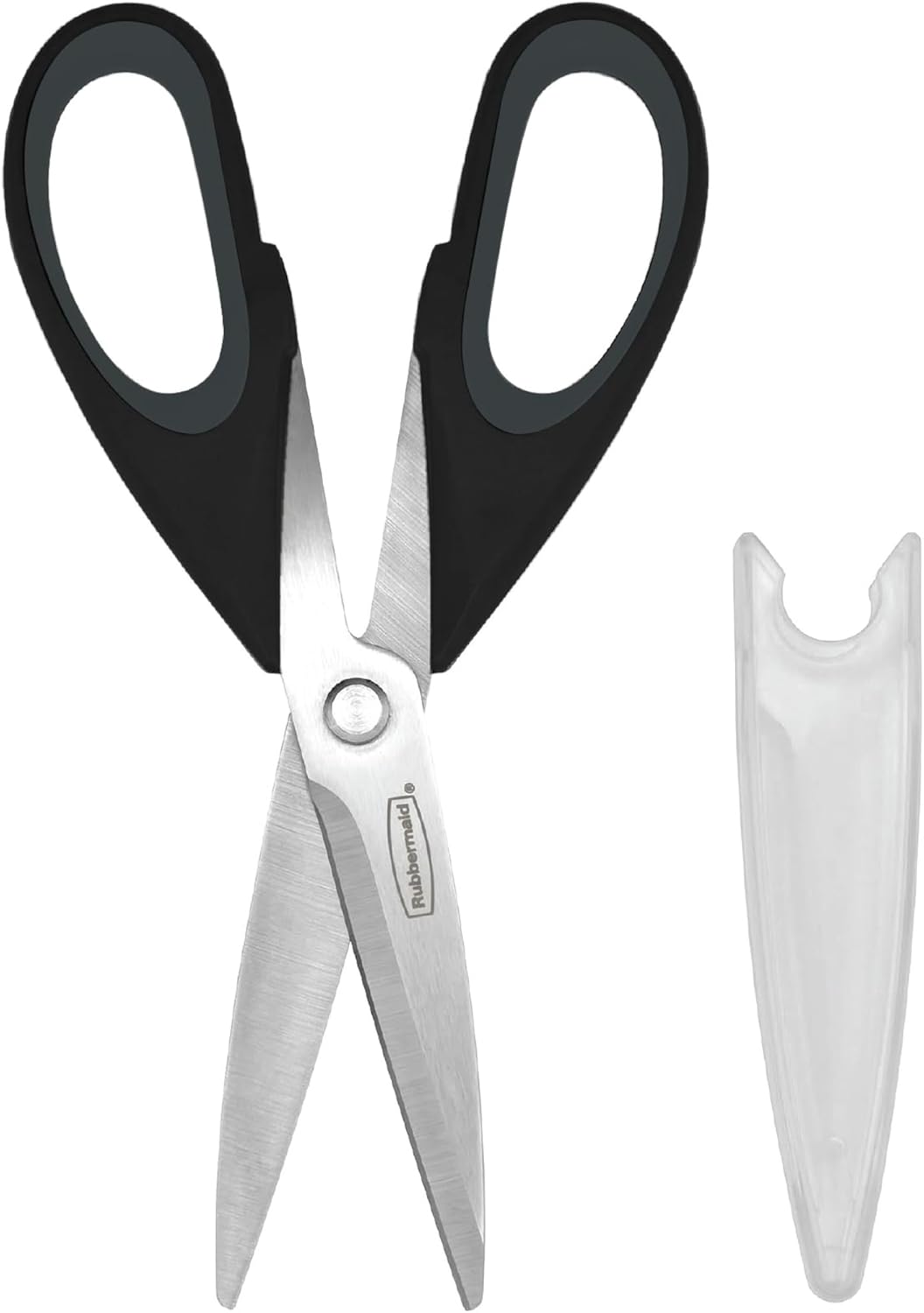Rubbermaid Kitchen Scissors - Heavy Duty Stainless Steel Shears with Protective Sheath | Dishwasher Safe, Comfort Grip, Black