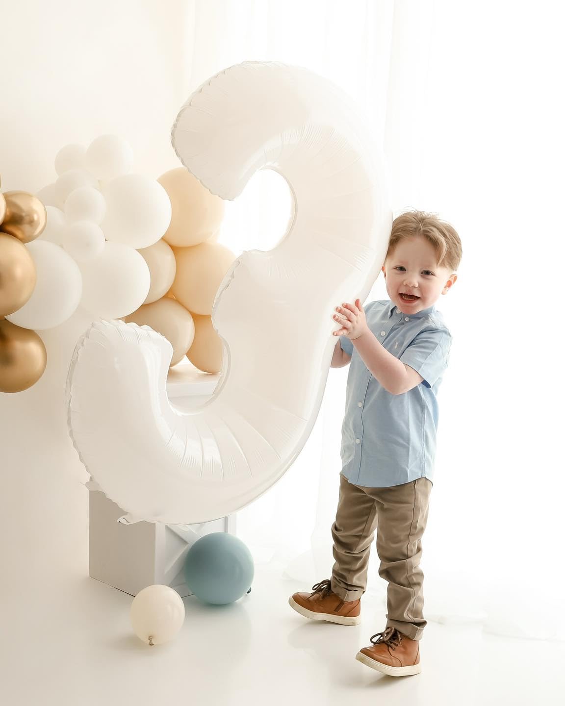 White 3 Balloon, Translucent Number Balloons 40 Inch, 3rd Birthday Decorations for Kids Girls Boys, Men Women White Party Supplies for Party Decorations, Number 3 Balloon