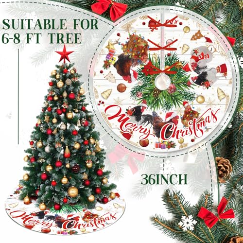 Shellwei 36-Inch Multicolor Cat Pattern Christmas Tree Skirt Holiday Decor