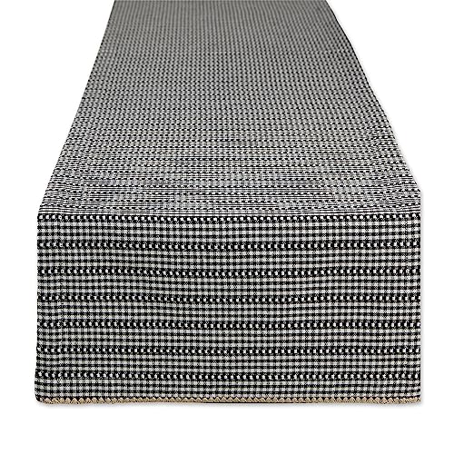 DII Black Gingham Cotton Table Runner 14x108 Inches Farmhouse Decor