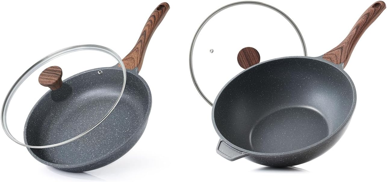 SENSARTE 8-Inch Nonstick Frying Pan with Lid - Healthy, Non-Toxic Chef Pan for Induction Cooking