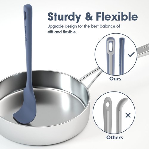 ChefAide 4 Pieces Silicone Spatula Set, Food Grade Rubber Spatula, Upgrade Strong Handle with Ergonomic Grip, Heat Resistant for Nonstick Cookware, Cooking