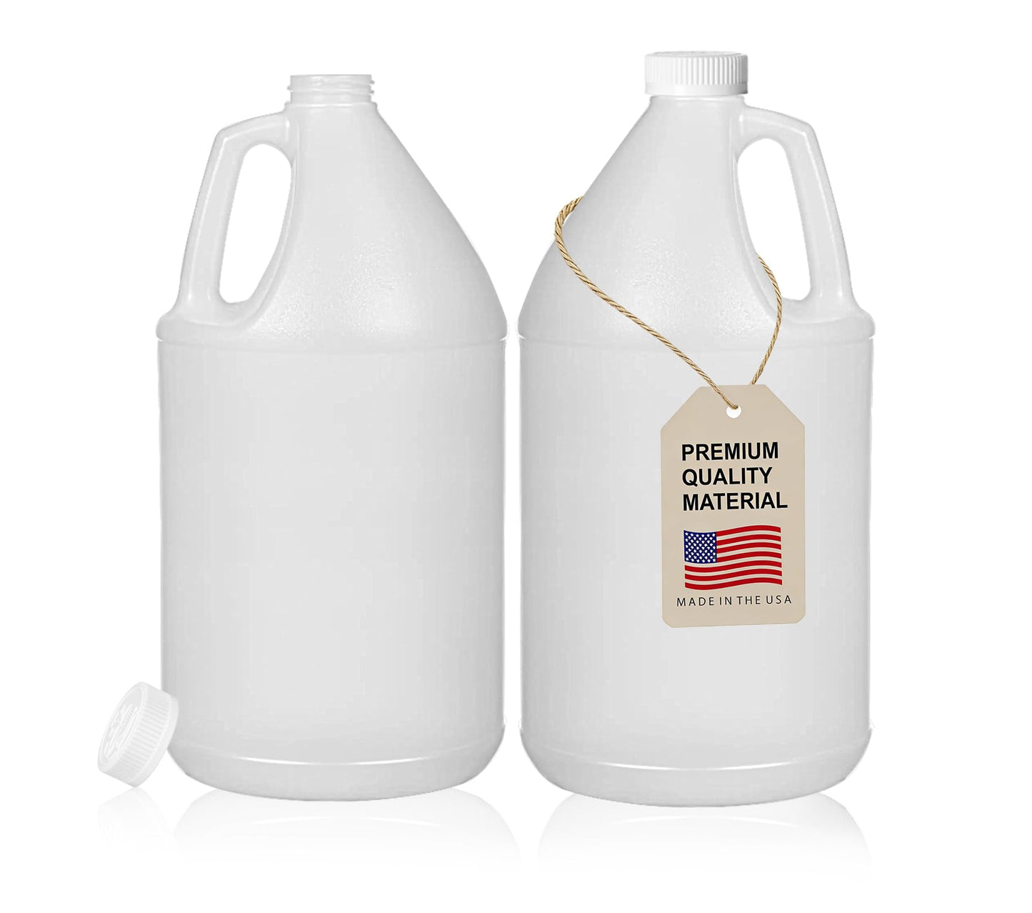 ljdeals 2 Pack 1 Gallon Reusable Plastic Jugs, Ergonomic Handle with Child Resistant Lids, Food Safe, BPA Free, Leak-Resistant, HDPE Plastic Container for Water, Liquids and more, Made in USA