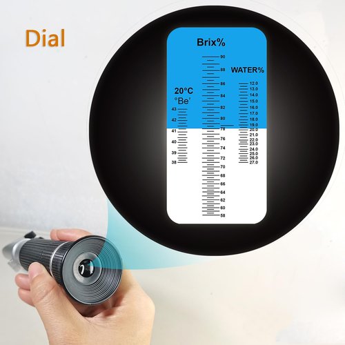 Honey Refractometer for Moisture, Brix and Baume, 3-in-1 Uses, 58-90% Brix Scale Range, Ideal for Honey, Maple Syrup, and Molasses, Bee Keeping Supplies