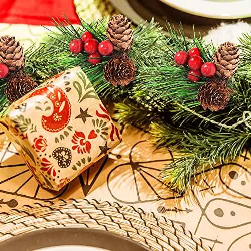 QLINLEAF Christmas Red Berry Stem Floral Pine Cone Artificial Branch Evergreen Decoration - 12 Pieces for DIY Holiday Crafts and Garland