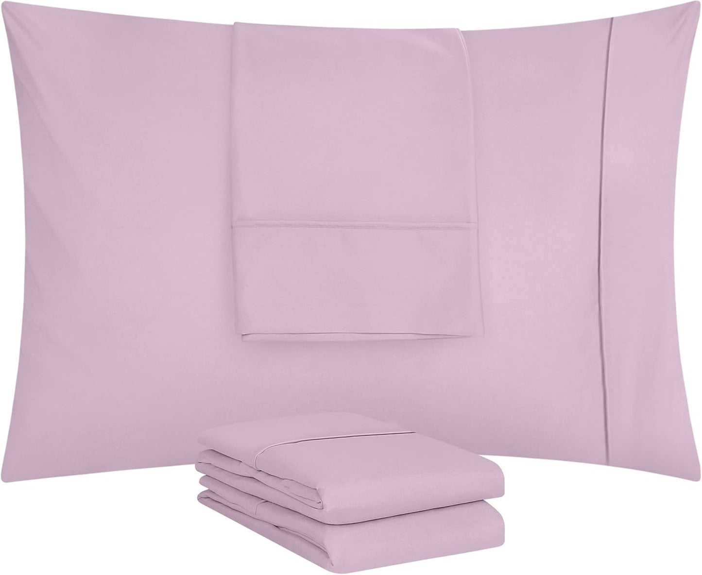 Utopia Bedding King Pillow Cases - Soft Brushed Microfiber - 4 Pack, Fade Resistant | Lavender 20 x 40 Inches