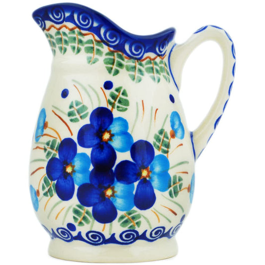 Polmedia Polish Pottery Mug 11 oz - Pansy Morning Pattern Handmade in Boleslawiec Poland by Ceramika Bona + Certificate of Authenticity