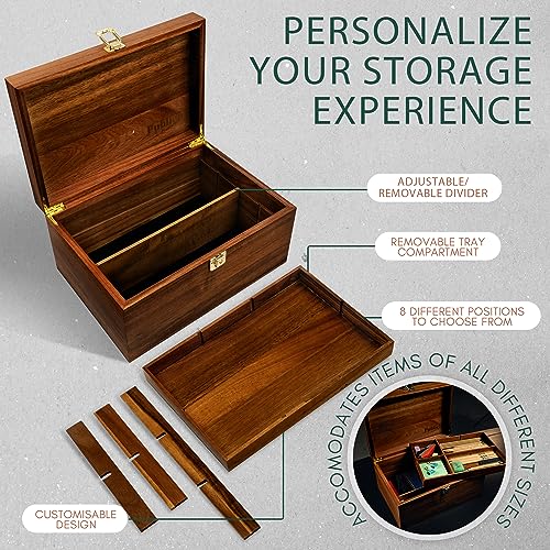 Public House Locking Wooden Keepsake Box 12 x 8.5 Inch Walnut - Customizable Wedding Memory Storage
