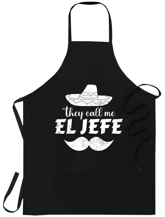 LimeSky funny mexican boss chef gift y call me el jefe Apron - Black Cooking Workwear Gift Aprons - One size fits all for Women Men