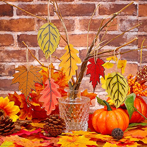 Jetec 24 Pcs Thanksgiving Maple Ornaments for Tree Fall Thanksgiving Wooden Maple Leaf Ornaments Wood Hanging Autumn Tree Cutouts Decorations for Craft Fall Harvest Party Festivals Supplies(Classic)