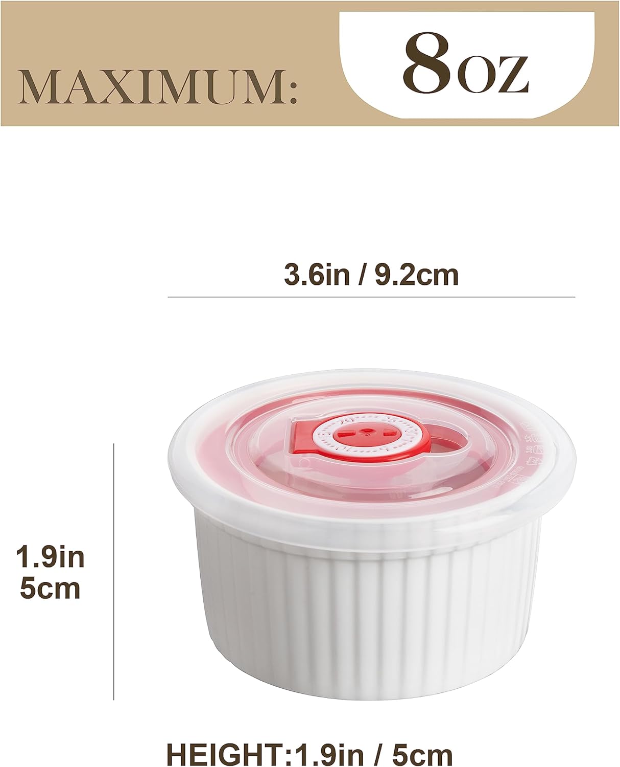 MALACASA Casserole Dishes - 8 oz Ramekins with Lids for Oven Baking | Durable & Stylish
