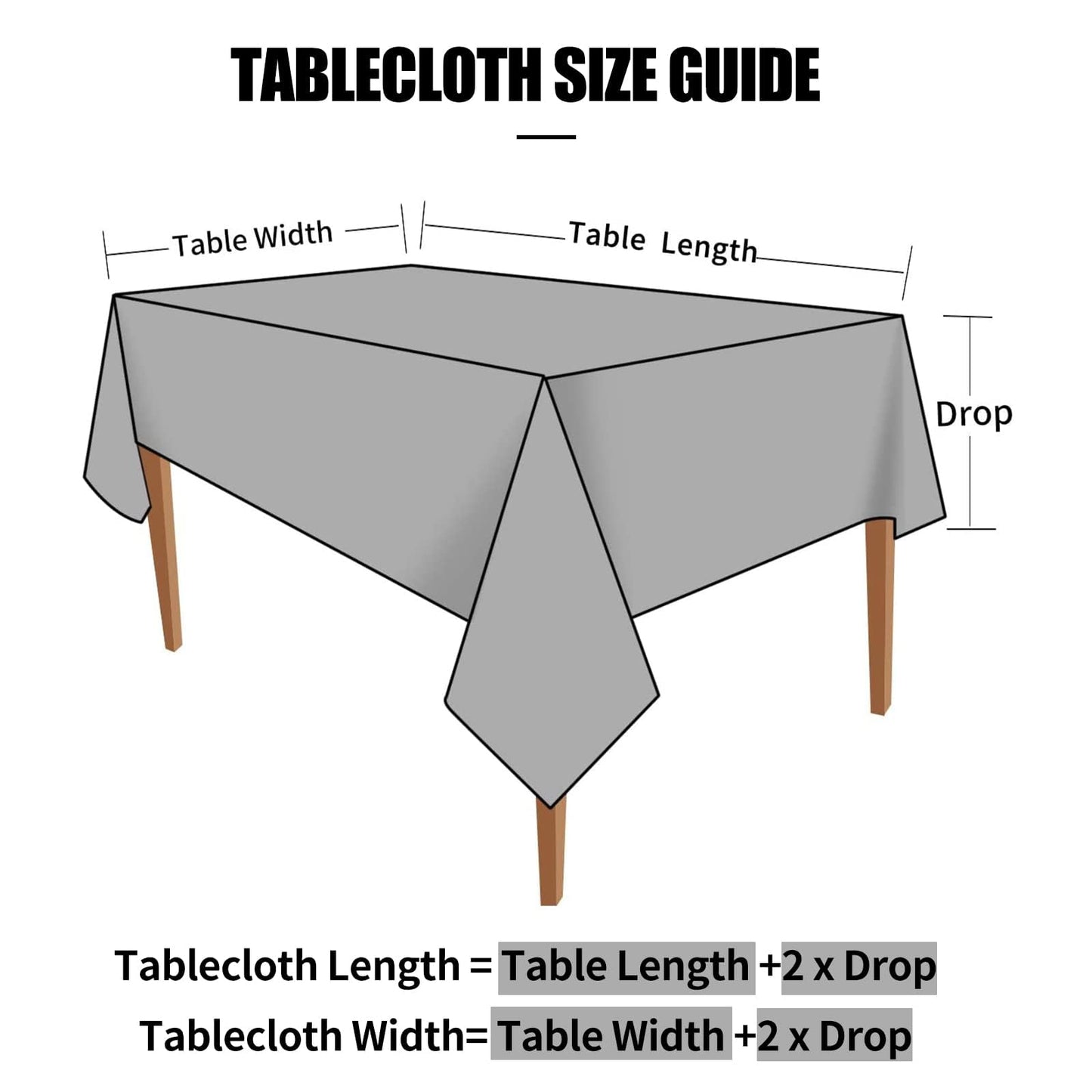 Smiry Rectangle Table Cloth, Waterproof Heavy Duty Vinyl Tablecloths, Wipeable Washable Table Cover for Kitchen and Dining Room (Black, 70" X 108")