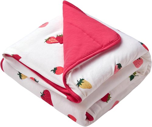BubblePanda Bamboo Baby Blanket - Soft Neutral Crib Comforter for Boys & Girls | 30 x 40 Inch Strawberry