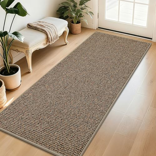 BEQHAUSE Beige Dirt Trapper Door Mat 32x72 Inches Non-Slip Washable Entryway Rug