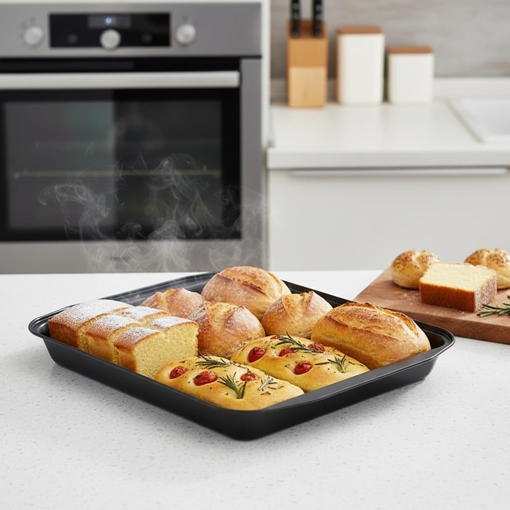 Skiennix Large Rectangular Baking Pan - Non-Stick Carbon Steel Cake Mold | 17 Inches