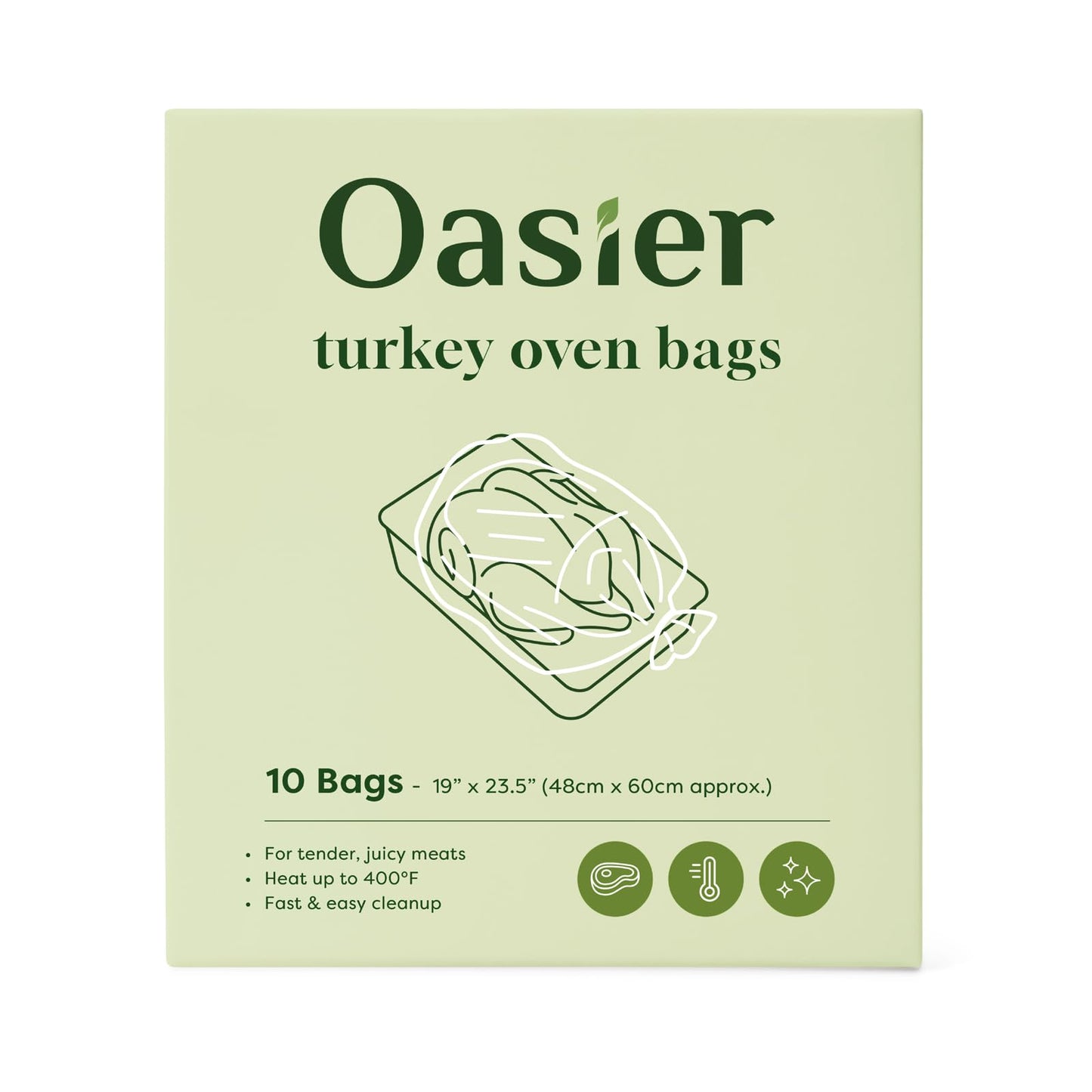 Oasier Multipurpose Turkey Oven Bags, Holds Up to 24 Pounds, 10 Count, Large Turkey Size 19" x 23.5", Oven Cooking Bags for Roasting, Baking, Preserving, Harvest Storage, Odor Proof