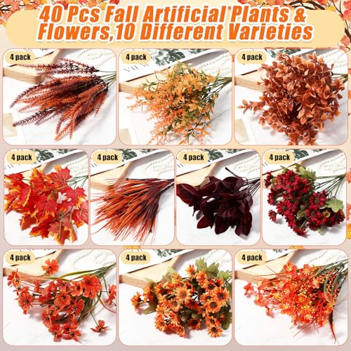 Thiccywoov Fall Mix Artificial Flowers - 40 Bundles Outdoor Decor