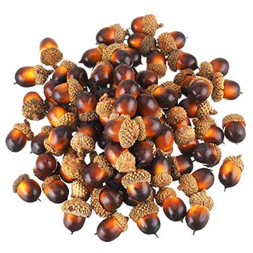 Pangda 60 Pack Artificial Acorns Lifelike with Acorn Cap for Crafts Simulation Mini Acorn for Thanksgiving Decoration Christmas Tree DIY Wedding House Decor(Brown)