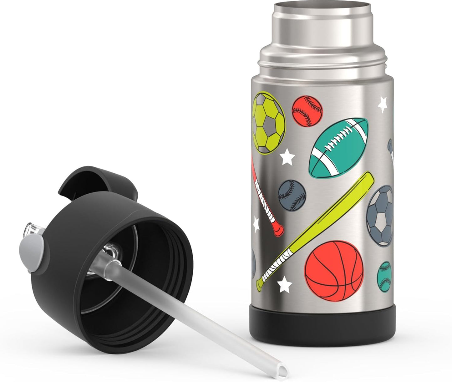 THERMOS FUNTAINER Water Bottle - 12 Ounce Stainless Steel Insulated Bottle with Straw for Kids