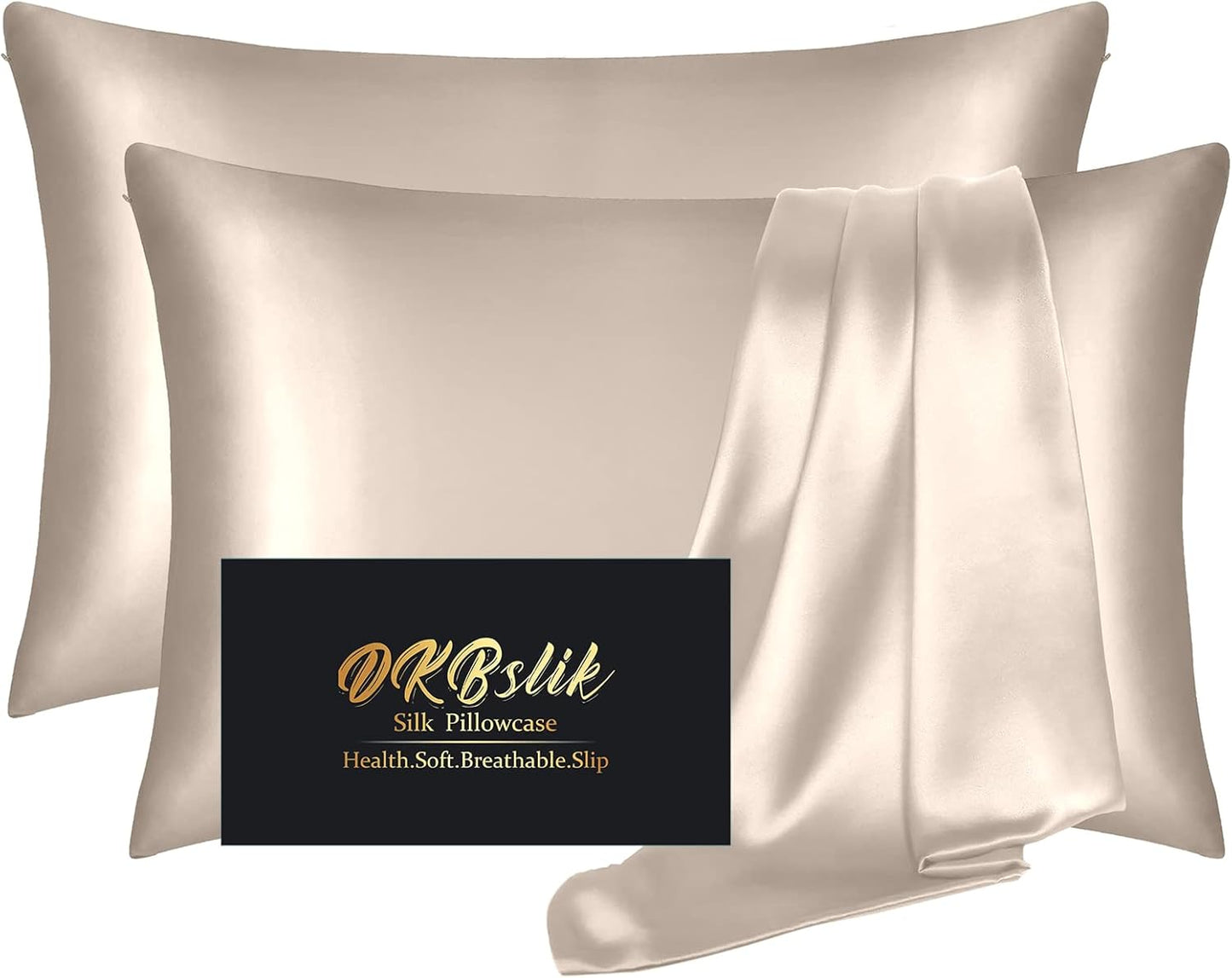 Mulberry Silk Pillowcase Set by [Brand Name] - Anti-Acne & Hair Care | King Size, Champagne - 2 Pack