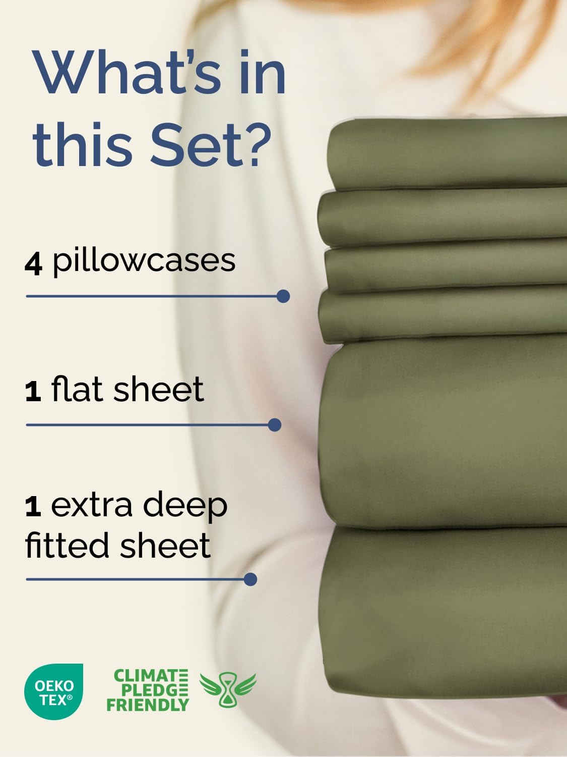 Skiennix Extra Deep King Sheet Set - 6-Piece Breathable Cooling Bedding - Soft Wrinkle-Free Sage Green