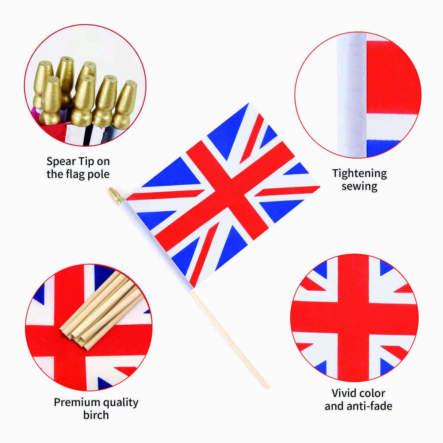 Ckexin 25Pack Small British UK Flag Handheld Mini Britain Flag on Stick 5x8 Inch