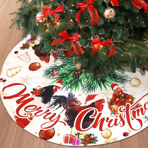 Shellwei 36-Inch Multicolor Cat Pattern Christmas Tree Skirt Holiday Decor