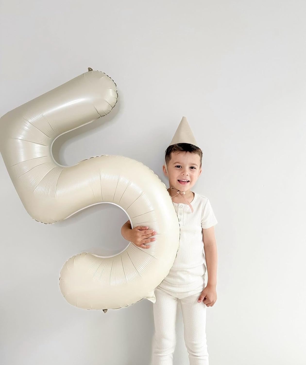 Skiennix 40-Inch Cream Number 5 Balloon - Perfect for 5th Birthday Party Decorations