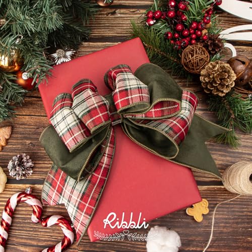 Ribbli Christmas Wrapping Paper 6 Rolls Vintage Matte Gift Wrap with Gingerbread Men, Bows, Red & Green Stripes – 30" x 10 ft (Pack of 1: White/Red/Green)