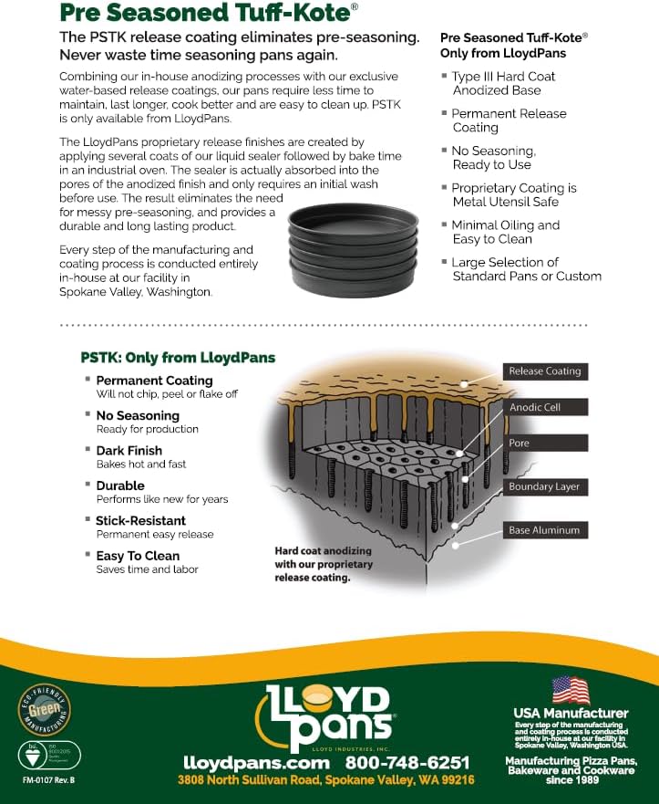 Lloyd Pans Detroit Style Pizza Pan - 10" x 14" x 2.5" | Perfect for Crispy Crusts