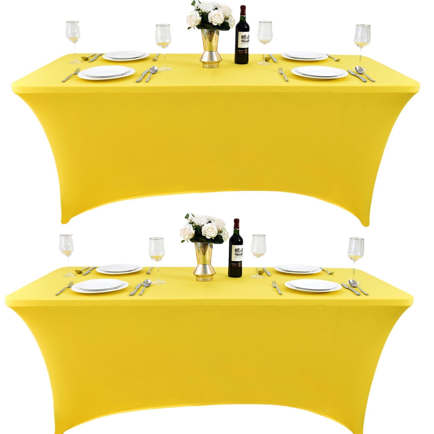 ZarzaaSik 10-Pack 8ft Spandex Table Covers for Rectangle Folding Tables - Washable Elastic Tablecloth - Ultimate Fitted Table Protector for Parties, Trade Shows, Banquet, and Wedding