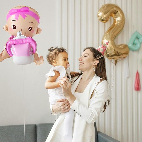 AnnoDeel 2 Pcs 20" x 31" Baby Balloon,Boy and Girl Large Size and Thickened Foil Balloons,Helium Balloons for Wedding Birthday Party Decoration