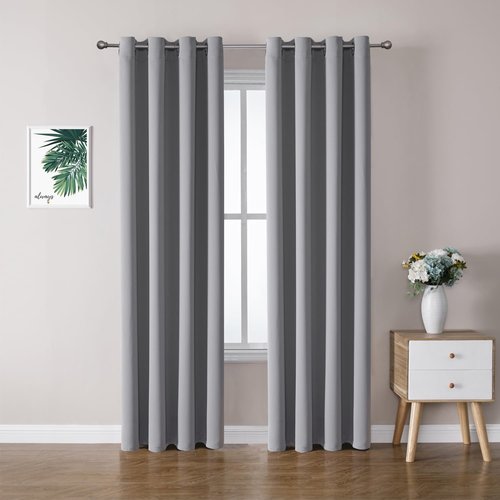 ChrisDowa Blackout Curtains - Thermal Insulated Room Darkening Panels | Light Grey, 52 x 120 Inches, 2-Panel Set