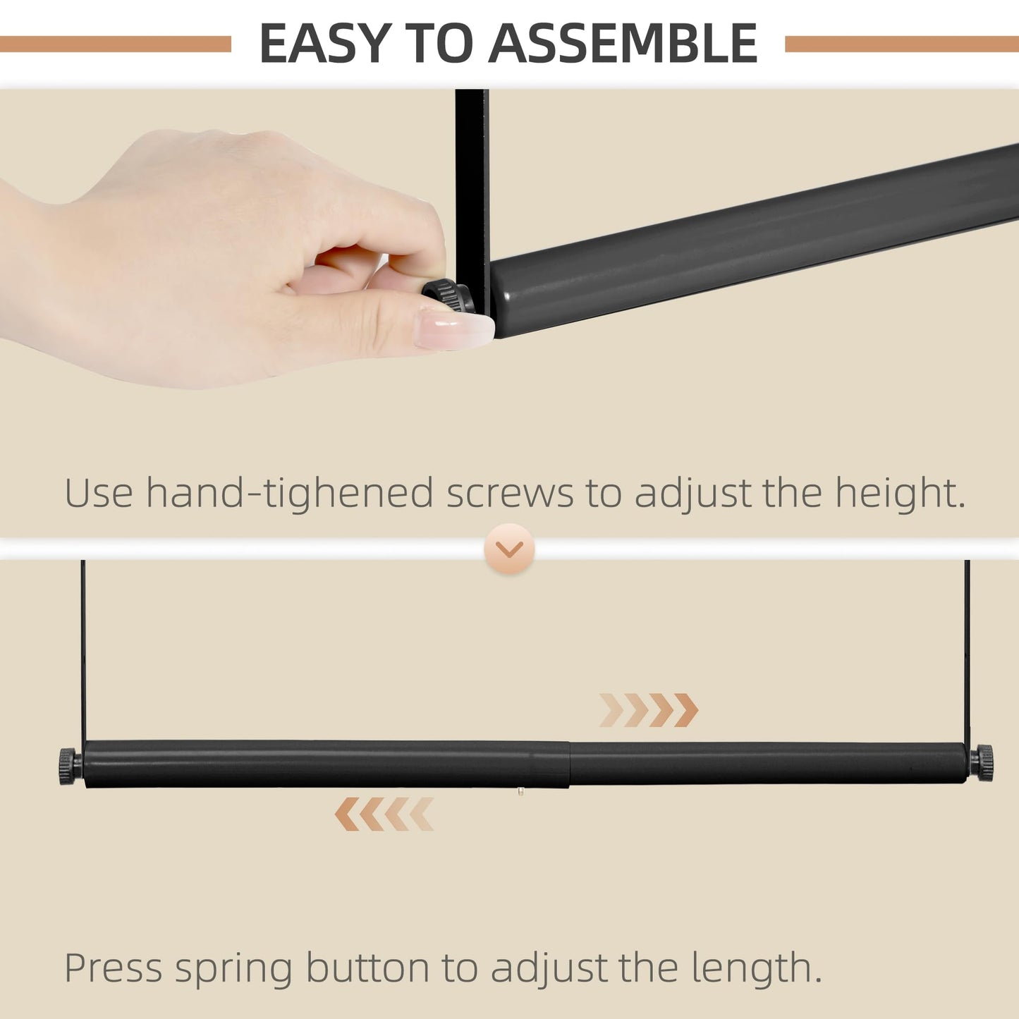 STORAGE MANIAC Adjustable Closet Rod Hanging Clothes Heavy Duty Closet Extender Hanging Rod Space-Saving Clothes Hanging Bar Double Closet Hanging Rod Hanging Closet Organizer Closet Bar,2 Pack Black