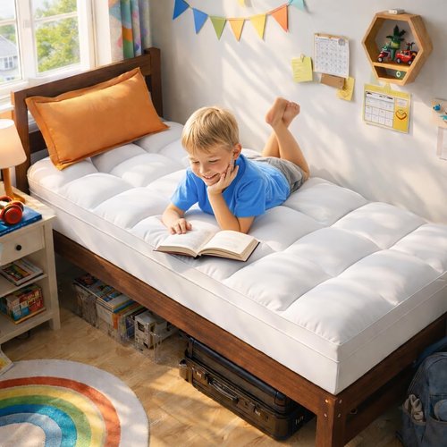 ABENE Twin Size Mattress Topper - Extra Thick Plush Bed Pad for Back Pain Relief | Soft White Pillowtop