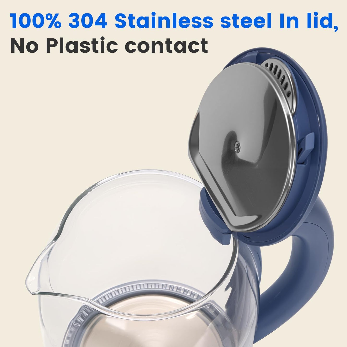 Nuxatoms Glass Electric Kettle, No Plastic Contact With Water, 1.8L Electric Tea Pot, Automatic Shut-off, Borosilicate glass Visual Boiling, Water Heater & Teapot Perfect For Tea & Coffee