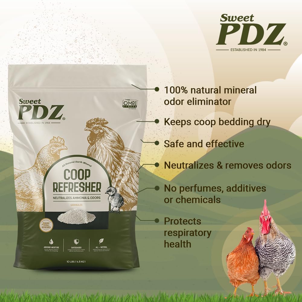 Sweet PDZ - Coop Refresher - Natural Zeolite Odor Eliminator for Chicken Coops - 10 lbs