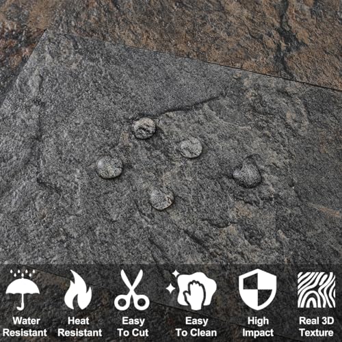 AULIGET 200 Pieces Rust Slate Peel and Stick Backsplash Wall Tiles,